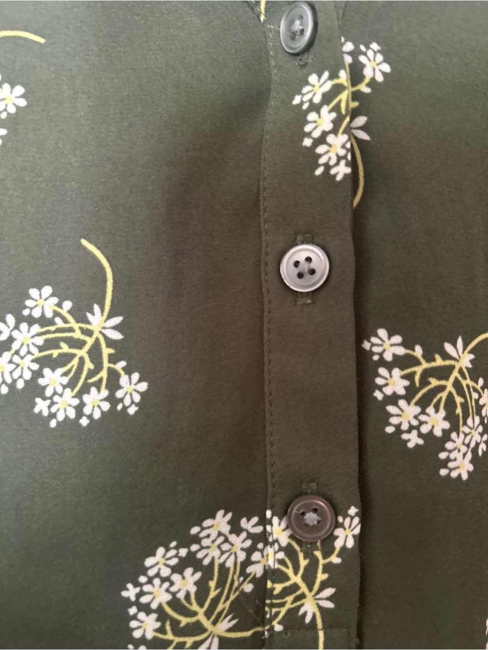 LOFT Olive Green Floral Long-Sleeve Blouse - Picture 5 of 11